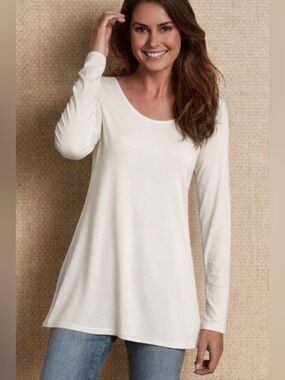 Soft Surroundings LONG SLEEVE TEE…Color Marshmallow Size 2X…New